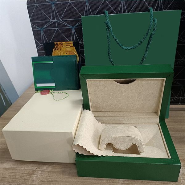 L luxe vert avec montre Rolex en bois d'origine ex boîte étuis papiers carte portefeuille boîtes accessoires montre-bracelet AAA montres boîtes