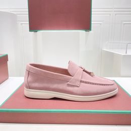 L P Plat geschuurd leer snoep kleur loafers luxe ontwerper nieuwe 2024 Britse slip-on herenschoenen damesschoenen paar schoenen maten 35-45 + doos