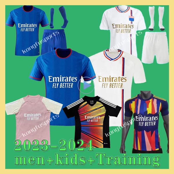 23 24 Maillot Lyon Soccer Jerseys 2023 2024 Olympique Lyonnais Ol Digital 3rd Fourth Shirts Traore Memphis Les Gones Men Football Kits Kids Kits Bruno G