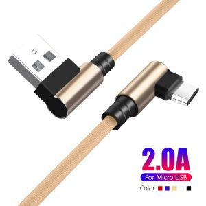Câble Micro USB en L 2a Charge rapide pour Samsung J7 Redmi Note 5 Pro Android Phone Mobile USB Micro Cable Charger Data Corde