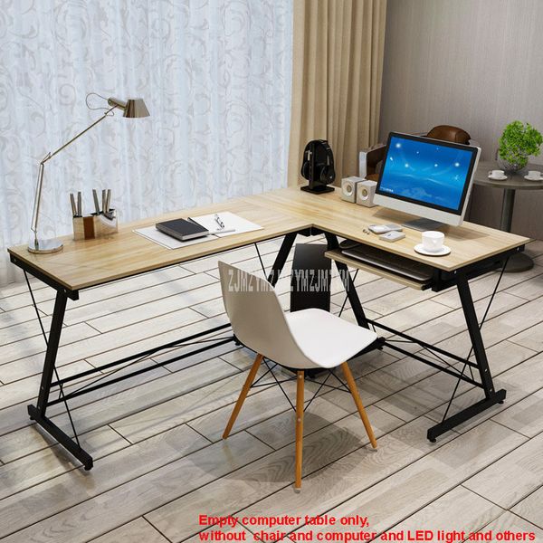 Lésion de bureau en L Bureau d'angle de bureau d'ordinateur en bois à angle droit PC Table ordinateur portable Home Furniture Gaming Study Table Steel Cadre