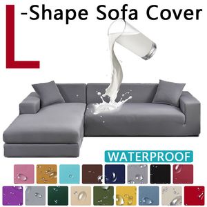 Couvoirs de canapé d'angle élastique en forme de L en forme de L 1/2/3/4 Couvertures de canapé solide pour le salon Slip Protector Covers Banc