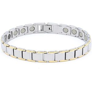 L Bracelet en acier inoxydable IP 18K Bracelets de couleur en or 4 en 1 éléments énergétiques bracelets de soins sains magnétiques simples fashi5326596