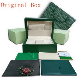L Top Reloj de lujo Cajas verdes Papeles Regalo Relojes Cajas Bolsa de cuero Tarjeta Para Rolex original