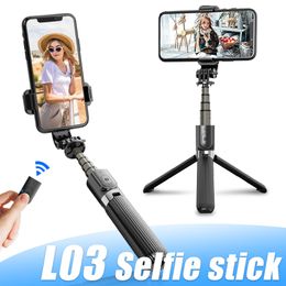 L03 Trépied en alliage d'aluminium selfie bâton rechargeable pliable avec Bluetooth à distance pour Smartphone appareils photo Holder Have Retail Box