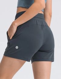 Lu 080 ready to lu korte losse yoga shorts pocket sneldrogende gym sport shorts hoge kwaliteit nieuwe stijl zomerjurken