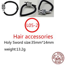 L05-2 S925 Sterling Silver Hair Band Ornement Ornement Personnalisé Fashion Punk Hip Hop Style Saint Épée Cross Flower Lettre de forme