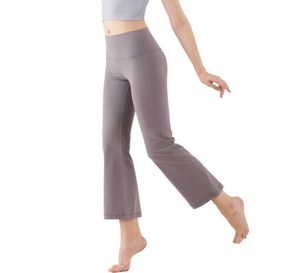 L06 Couleur unie Nude Sports Shaping Yoga Pants Women039s Taille haute serré évasé Fitness Loose Fit Yoga Joggers Gym Vêtements Wo5999728