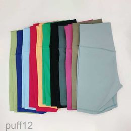 L067-2 Couleurs solides shorts de sport de grande hauteur Pantalons courts Slim Fit Femmes ne coulant pas d'élastique T-Line S6CB GX7U