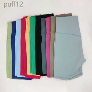 L067-2 Solid Color Sports Shorts High-Rise Yoga Short Pants Slim Fit Women Running No T-Line Elastic strakke Hini