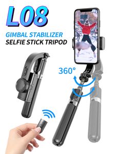 L08 Bluetooth Handheld Gimbal Stabilizer Selfie Monopods Mobile Selfies Stick pour support de téléphone Réglable sans fil Enregistrement vidéo Selfie Stander