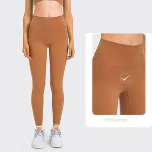 L108 Collants taille haute Pantalons de yoga Leggings Sense Nude No T-Line Femmes Pantalons de survêtement avec ceinture Poche Pantalon de sport Pantalon de couleur unie