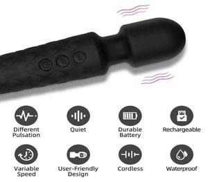 l12 masseur Sex toy 20 vitesses Mini vibrateur puissant pour femmes G Spot AV baguette magique stimulateur de clitoris gode vibrant adulte Coup1034555