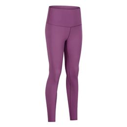 Lu leggings yoga spandex stof Effen kleur Dames yoga broek Hoge taille Sport Gym Wear Leggings Elastic Fitness Lady Outdoor Broek