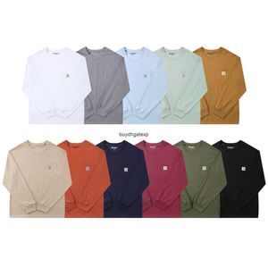 L1ot 2023 T-shirts de mode pour hommes et femmes Marque d'outillage nord-américaine Carhart K126 Basic Loose Work Style Long Sleeve Work Pocket Couple Underlay