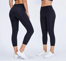 L2047 Leggings de yoga para mujer Nake Feeling Capri Pants HighRise Outfit No TLine Pantalones deportivos ajustados elásticos de color sólido 6740014