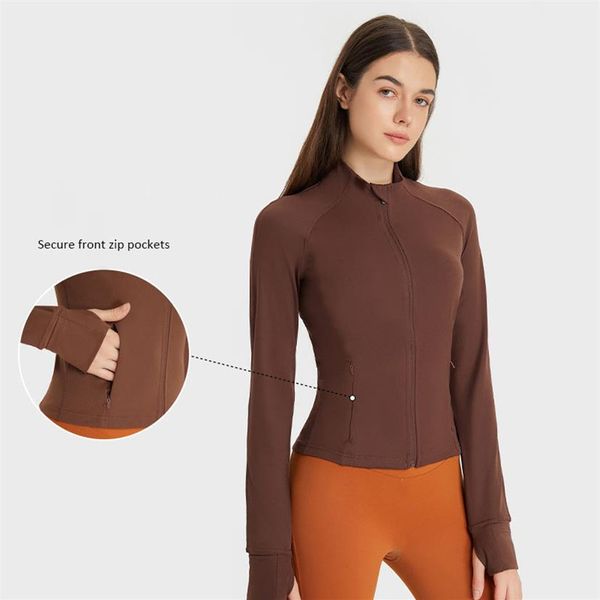 L211 Vestes de sport à la taille, vêtements de yoga, sweat-shirts en coton, manteau ajusté, veste courte avec trous pour les pouces, automne hiver, 3207