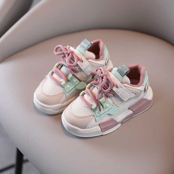 L2123.9.9Sneakers 2023 nouveaux enfants chaussures en maille fraîche rose filles baskets printemps mode enfants chaussures gris garçons décontracté chaussures à talons plats étudiant