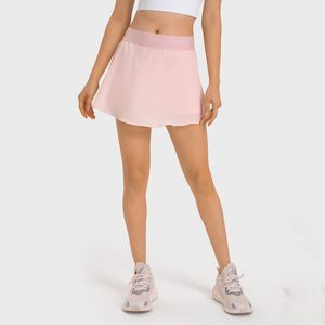 L229 Mid-Rise Tennis Rok Watergekoelde Stof Gevoerde Rokken Vrouwen Cool Ingebouwde Liner Side Pocket Sport korte Rokken