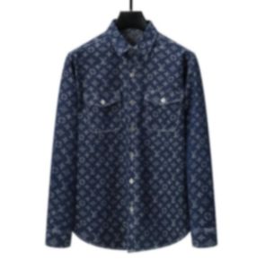 L23V blauw zwarte luxe overhemden voor heren designer jeansoverhemden met lange mouwen en denim herenoverhemden met letterprint