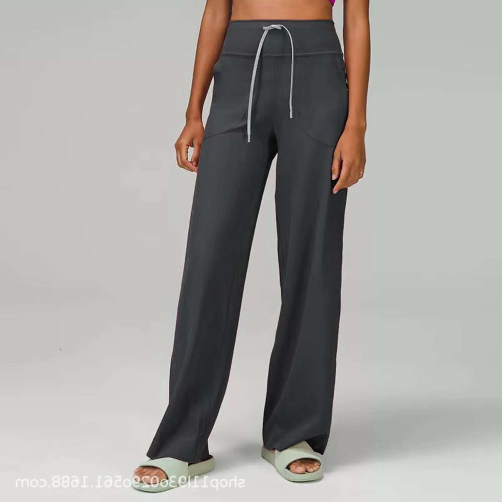L25 여자 요가 바지 운동 체육관을위한 운동복 길이 탄성 높은 허리 와이드 다리 바지 조깅 피트니스 스웨트 팬츠
