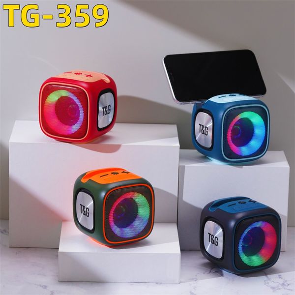 TG359 Drahtloser Bluetooth-Lautsprecher, tragbar, LED-Licht, RGB, quadratisch, Telefonständer, TWS Connect, FM, U-Disk, TF-Karte, Subwoofer, Stereo-Freisprecheinrichtung, Musik-Lautsprecher, Geschenke