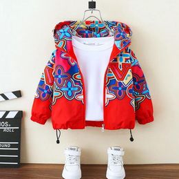 L300 kids designer jas Windbreaker baby jongen meisje lente jassen rode print capuchon kinderjas