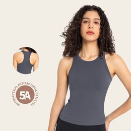 L343 Tanktops met ronde hals Vest met hoge hals Yoga shirts Antibacterieel en geurverdrijvend mouwloos shirt Nude Feel Running Singlet Ademend sweatshirt