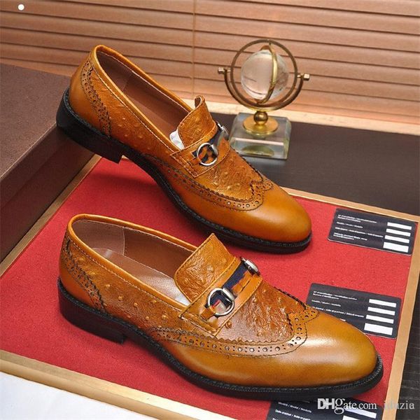 L5 21ss Vestido formal de alta calidad para hombres de lujo suave Zapatos de cuero genuino Punta estrecha Diseñador para hombre Oxfords de negocios Zapato informal