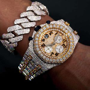 L506 4K21 Montre-bracelet de luxe personnalisé Bling Iced Out Montre plaqué or blanc Moiss anite Diamond Watchs 5A réplication de haute qualité mécanique EFZ6