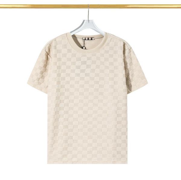 L8278 Designer T-shirt Summer Summer Souche Couleur solide Plaid Femmes Men Tshirt Tee Black White Mens Vêtements