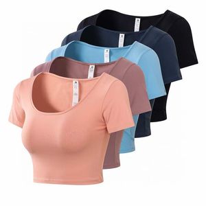 Yoga Outfit L85 Shirts met Fitness Korte Top Running Sneldrogend Sexy Dames T-shirt met korte mouwen