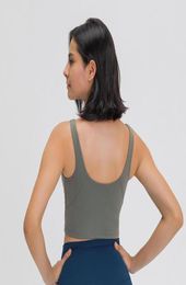 L89 Débardeur Femmes Yoga Soutien-Gorge Chemises Gilet D'entraînement Fitness Hauts Sous-Vêtements Sexy Couleur Unie Dame Haut avec Bonnets Amovibles Gym Sports Bras 9743633