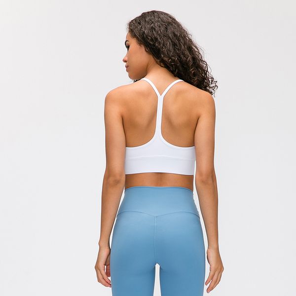 L9110 Chaleco de yoga con espalda en forma de Y con almohadilla para el pecho Atuendo deportivo Sujetador deportivo suave como la mantequilla Copas removibles Ropa interior Color sólido Tops femeninos atractivos Tanque amigable con la piel