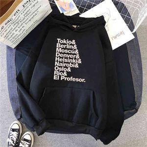 La casa de papel geld heist print man hoodie casual losse hooded sweatshirt mode comfortabele oversize hiphop sweatshirts H1227
