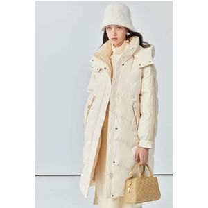 La Chapelle hiver haut de gamme manteau en duvet avec duvet de canard blanc à capuche Long manteau chaud pour les femmes