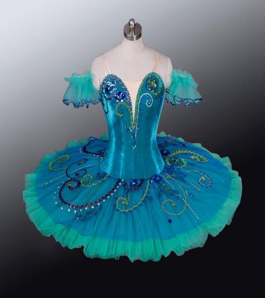 La Esmeralda Variation Professional Stage Costume Tutu Green Dark Sleeping Beauty Ballet Copeptiton Robe Pancake Tutu Child4057623