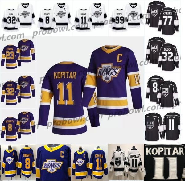 Personalizado Mens Mulheres Juventude LA Los Angeles Kings Hóquei Jerseys Anze Kopitar 55 Quinton Byfield Drew Doughty Brown Iafallo Carter Jonathan Quick Toffoli