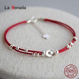 La Monada Lingots Chanceux Fil Rouge Pour La Main 925 Bracelet En Argent Sterling Fil Rouge Corde Corde Bracelets Pour Femme Argent 925 240320