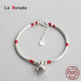 La Monada Red Thread voor hand 925 Sterling Silver Bracelet Bell Tube String touw Artikebanden vrouwen 240315