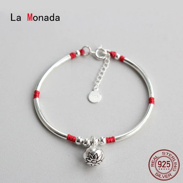 Fil rouge de La Monada pour la main 925 Bracelet en argent sterling Bell Bell String Rope Bropelets Femmes 240315