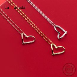 La Monada chaîne en argent collier pour femmes coeur irrégulier mode minimaliste argent 925 bijoux sur le cou femmes colliers Q0531