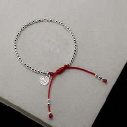 La monada plus petite berge 16 cm File rouge heureuse pour la main 925 Bracelet argenté Bracelets de filetage rouge pour femmes Silver 925 240313