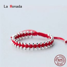 La Monada tisser fil rouge pour la main 925 Bracelet en argent Sterling corde Bracelets femmes perle 240315