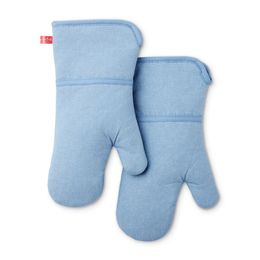 La Table Kitchen Lot de 2 gants de cuisine en chambray résistants à la chaleur, bleu clair, 7 x 13