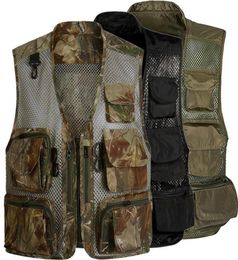 Laamei Men Camo Mesh Multi Pockets Camo Fish Hunt Vest Shooting Washingcoat Esport Souples Sans Sans Mesh Camouflage Gift T2001024062753