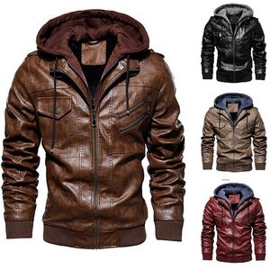 Laamei, chaqueta de cuero PU para hombre, Otoño Invierno, moda de motocicleta, chaqueta ajustada con cremallera oblicua, chaquetas de cuero para hombre, abrigos