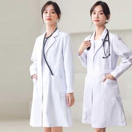 Laboratorium jas ingerichte kraag medische uniformen lange mouwen verpleegkundige uniform katoenen dokter werkkleding korte mouw verpleegkundige jurk wit
