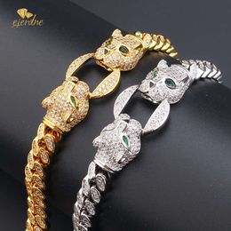 Bracelet de chaîne cubaine diamant de laboratoire Men des femmes Drip Glue Leopard Head Europe America Street Hop Hop Lady Charm Bracelets