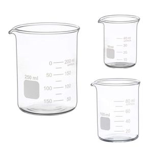 Lab levert glas meten met lage vorm beker set 50ml 100ml 250ml